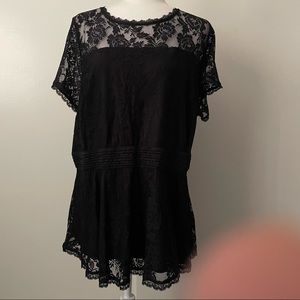 Black Lace Peplum Top